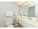 Clean bathroom with single sink vanity, toilet, and shower at 2207 S Ocean Blvd. # 414, Myrtle Beach, SC 29577