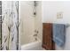 Clean bathroom with a tub shower and shower curtain at 8725 Chandler Dr. # F, Surfside Beach, SC 29575