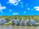 Aerial view of waterfront homes with private docks and lush landscaping at 6001- Mh12B S Kings Hwy., Myrtle Beach, SC 29575