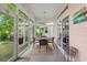 Sunroom dining area with glass walls and outdoor view at 1433 Beaumont Way, Myrtle Beach, SC 29577