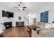 Spacious living room with hardwood floors, fireplace, and built-in shelving at 1433 Beaumont Way, Myrtle Beach, SC 29577