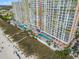 Aerial view of beachfront building and pools at 2801 S Ocean Blvd. # 1838, North Myrtle Beach, SC 29582
