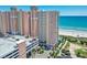 Aerial view of beachfront building and parking at 2801 S Ocean Blvd. # 1838, North Myrtle Beach, SC 29582
