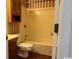 Small bathroom with a shower/tub combo and wood vanity at 150 Wedgefield Village Rd. # 24, Georgetown, SC 29440