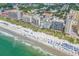 Aerial view showing condo building's location, beach access, and surrounding neighborhood at 501 S Ocean Blvd. # 308, North Myrtle Beach, SC 29582