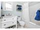 Clean bathroom featuring a white vanity and a shower/tub combo at 501 S Ocean Blvd. # 308, North Myrtle Beach, SC 29582