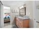 Bathroom with single vanity and granite countertop at 4301 S Ocean Blvd. # 1C, North Myrtle Beach, SC 29582