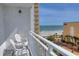 Balcony with ocean and beach views, two chairs at 1205 S Ocean Blvd. # 50605, Myrtle Beach, SC 29577