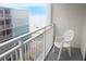 Private balcony with ocean view and chair at 1207 S Ocean Blvd. # 50606, Myrtle Beach, SC 29577