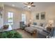 Living room with hardwood floors, sofas, chairs, and a ceiling fan at 2810 Cook Circle # D, Myrtle Beach, SC 29577