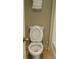 Clean bathroom with toilet and shower. White towels are neatly stacked at 1501 S Ocean Blvd. # 848, Myrtle Beach, SC 29577
