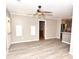 Bright living room features hardwood floors and ceiling fan at 553 Martin Luther King Rd., Pawleys Island, SC 29585