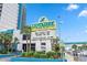 Landmark Resort sign showcasing its amenities and location at 1501 S Ocean Blvd. # 904, Myrtle Beach, SC 29577
