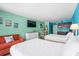 Beach-themed bedroom with twin beds and a kitchenette at 1501 S Ocean Blvd. # 904, Myrtle Beach, SC 29577