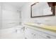 Bathroom with a shower/tub combo and updated vanity at 800 9Th Ave. S # T-4, North Myrtle Beach, SC 29582