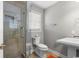 Modern bathroom with a walk-in shower and tile flooring at 619 Springs Ave., Pawleys Island, SC 29585