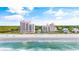 Aerial view of oceanfront luxury resort with beach and pool at 122 Vista Del Mar Ln. # 2-302, Myrtle Beach, SC 29572