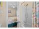 Bathroom with shower/tub, view into bedroom at 6001-5137 S Kings Hwy., Myrtle Beach, SC 29575