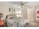 Cozy bedroom with ceiling fan and ensuite bathroom access at 5001 N Ocean Blvd. # 2-I, North Myrtle Beach, SC 29582