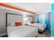 Bedroom with two twin beds and ocean view at 7200 N Ocean Blvd. # 853, Myrtle Beach, SC 29572