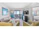 Living room with ocean view and comfortable seating at 7200 N Ocean Blvd. # 853, Myrtle Beach, SC 29572