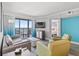 Living room with ocean view and comfortable seating at 7200 N Ocean Blvd. # 853, Myrtle Beach, SC 29572