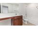 Clean bathroom with a vanity, toilet, and shower/tub combo at 357 Cardita Loop, Myrtle Beach, SC 29588