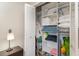 Well-organized closet with shelves and ample storage space at 4303 S Ocean Blvd. # 107, North Myrtle Beach, SC 29582