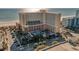 Aerial view showcasing building and oceanfront at 6900 Ocean Blvd. N # 1205, Myrtle Beach, SC 29572