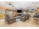 Comfortable living room with fireplace and large TV at 919A N Waccamaw Dr., Murrells Inlet, SC 29576
