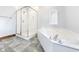 Bathroom with corner tub and separate shower at 120 A Da Gullah Way # A, Pawleys Island, SC 29585