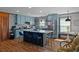 Modern kitchen with blue cabinets, an island, and stainless steel appliances at 2403 Park St., North Myrtle Beach, SC 29582