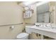 Clean bathroom with shower, grab bars, and white fixtures at 2300 N Ocean Blvd. # 238, Myrtle Beach, SC 29577