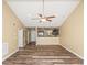 Spacious living room with high ceilings and ceiling fan at 125 S Shore Blvd. # 302, Longs, SC 29568