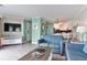 Living room features a TV, sofas, and open layout to kitchen at 2805 N Ocean Blvd. # 301, Myrtle Beach, SC 29577