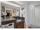 Bathroom with granite vanity and in-unit laundry at 1105 S Ocean Blvd. # 228, Myrtle Beach, SC 29577