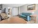 Living area with sofa, coffee table, and view into bedroom at 1501 S Ocean Blvd. # 1135, Myrtle Beach, SC 29577