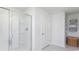 Clean bathroom with a shower and storage at 193 Hadley Springs Ave, Longs, SC 29568
