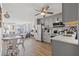 Modern kitchen with gray cabinets and white countertops at 5601 N Ocean Blvd. # 315-C, Myrtle Beach, SC 29577