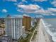 Aerial view of oceanfront high-rise buildings and beach at 2504 N Ocean Blvd. # 1634, Myrtle Beach, SC 29577