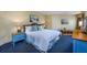 King bedroom with blue accents and ocean art at 2504 N Ocean Blvd. # 1634, Myrtle Beach, SC 29577