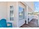 Teal chair on deck overlooking the neighborhood at 6001-1889 S Kings Hwy., Myrtle Beach, SC 29575