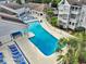 Aerial view of the community pool and surrounding buildings at 351 Lake Arrowhead Rd. # 11-342, Myrtle Beach, SC 29572