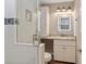 Updated bathroom with a walk-in shower, granite countertop, and white cabinets at 351 Lake Arrowhead Rd. # 11-342, Myrtle Beach, SC 29572