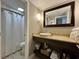 Bathroom with vanity, sink, and shower at 6900 Ocean Blvd. # 936, Myrtle Beach, SC 29572