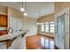 Dining area with hardwood floors and access to the kitchen at 629 Swinford Dr., Myrtle Beach, SC 29588