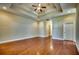 Large bedroom with hardwood floors and coffered ceiling at 629 Swinford Dr., Myrtle Beach, SC 29588