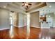 Hardwood floor living room, open concept to kitchen and dining at 629 Swinford Dr., Myrtle Beach, SC 29588