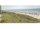 Elevated view of beach with boardwalk access at 523 S Ocean Blvd. S, North Myrtle Beach, SC 29582