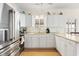 Modern kitchen with stainless steel appliances and white cabinets at 6001 S Kings Hwy., Myrtle Beach, SC 29575